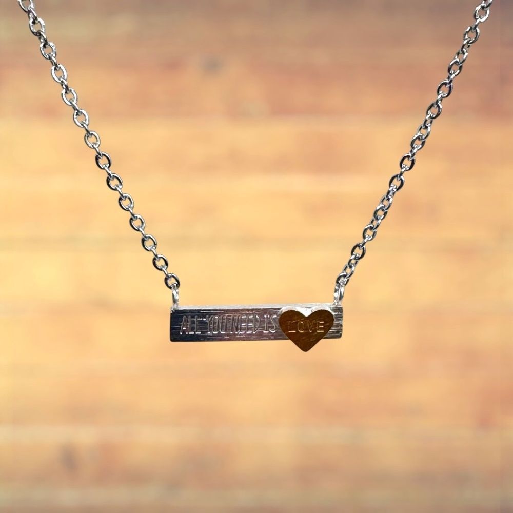 Indio Jewelry Silver All You Need is Love Bar Necklace #226 - Picture 6 of 7